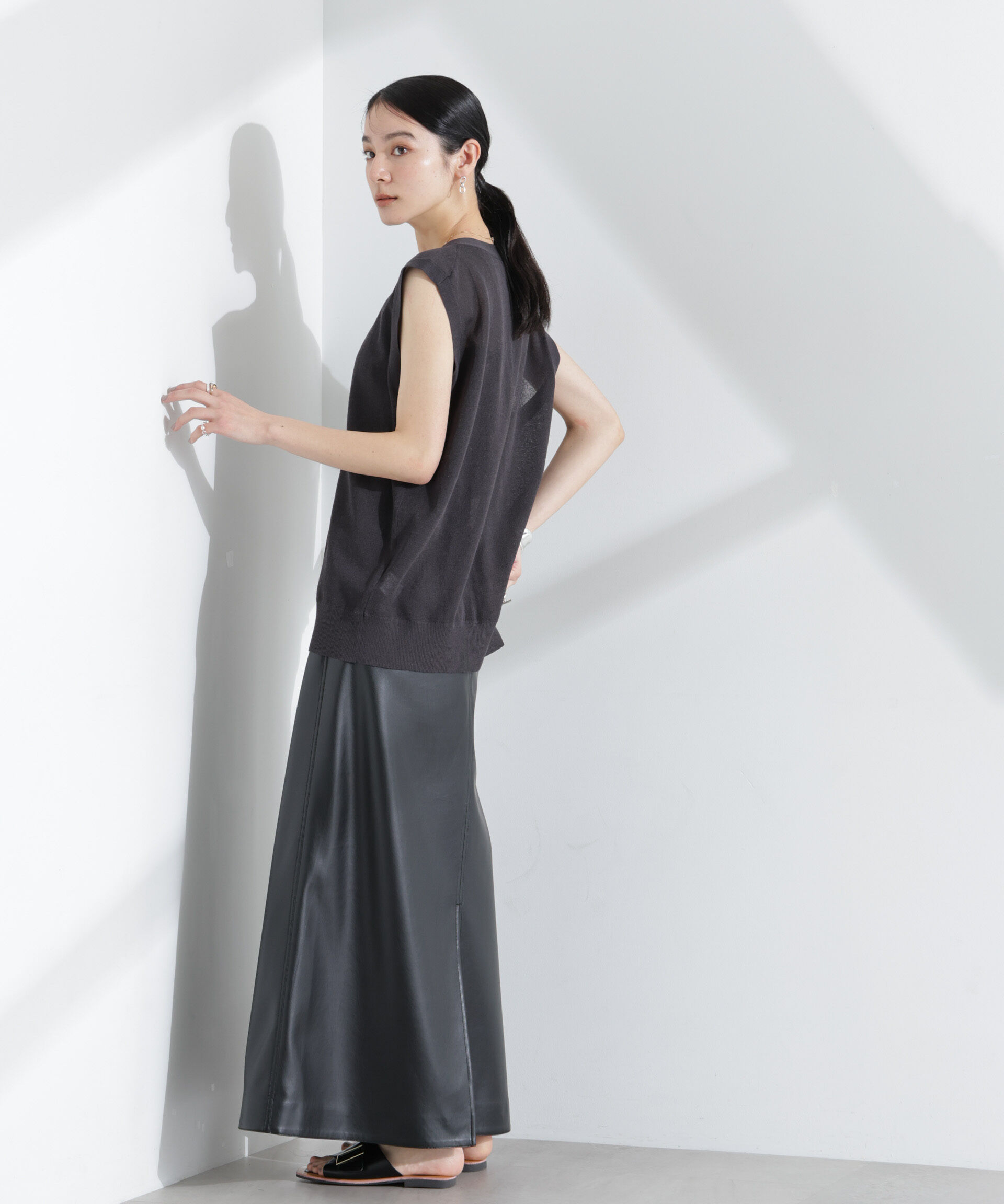 nano･universe「シアーミラノリブニットベスト」|ニット・セーター|