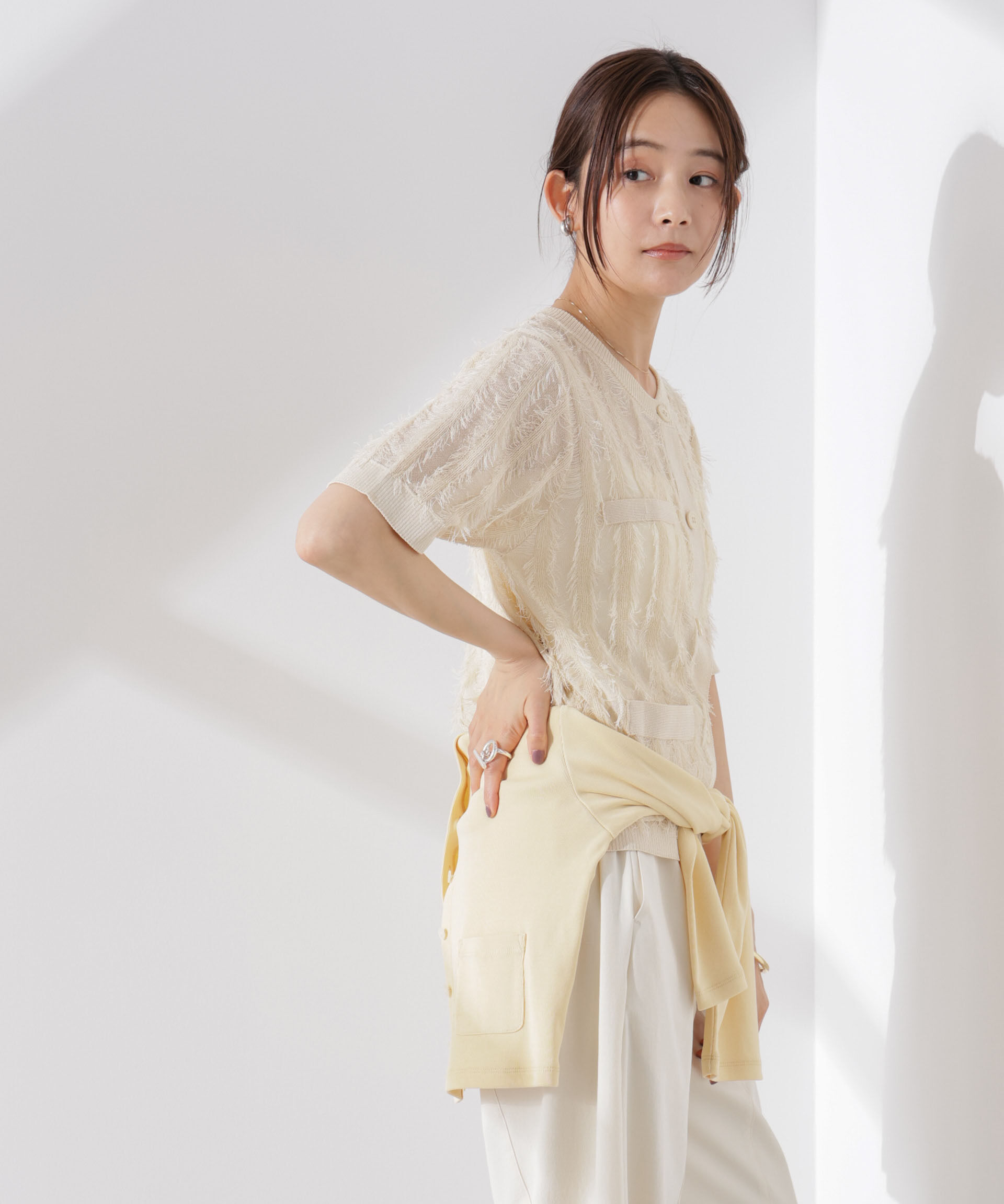 nano･universe「カットフリンジニットカーディガン」|ニット・セーター|