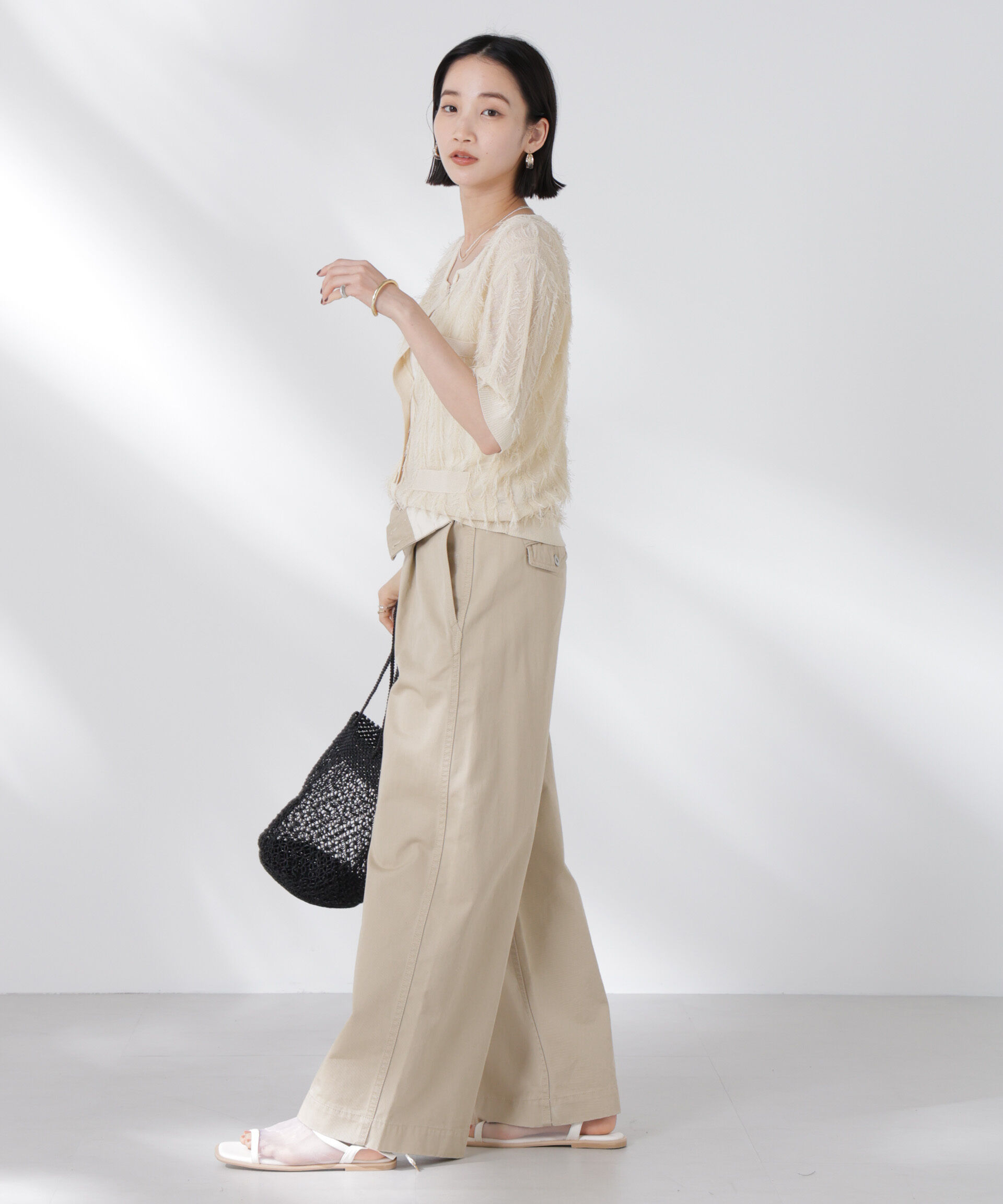 nano･universe「カットフリンジニットカーディガン」|ニット・セーター|