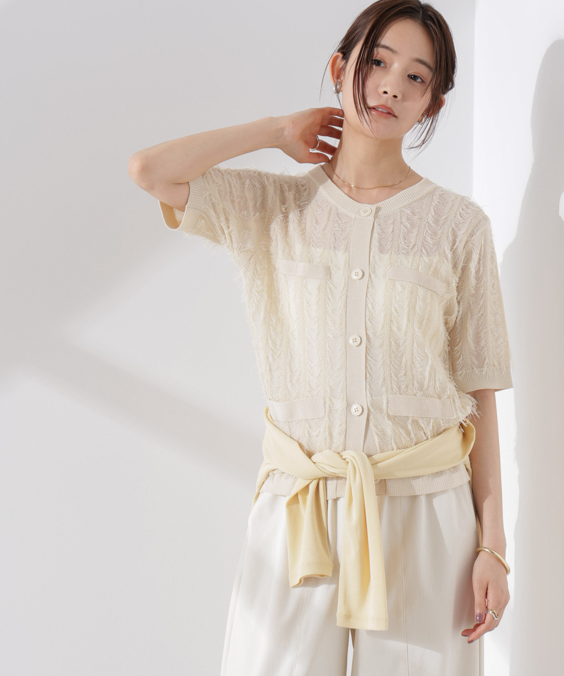 nano･universe「カットフリンジニットカーディガン」|ニット・セーター|