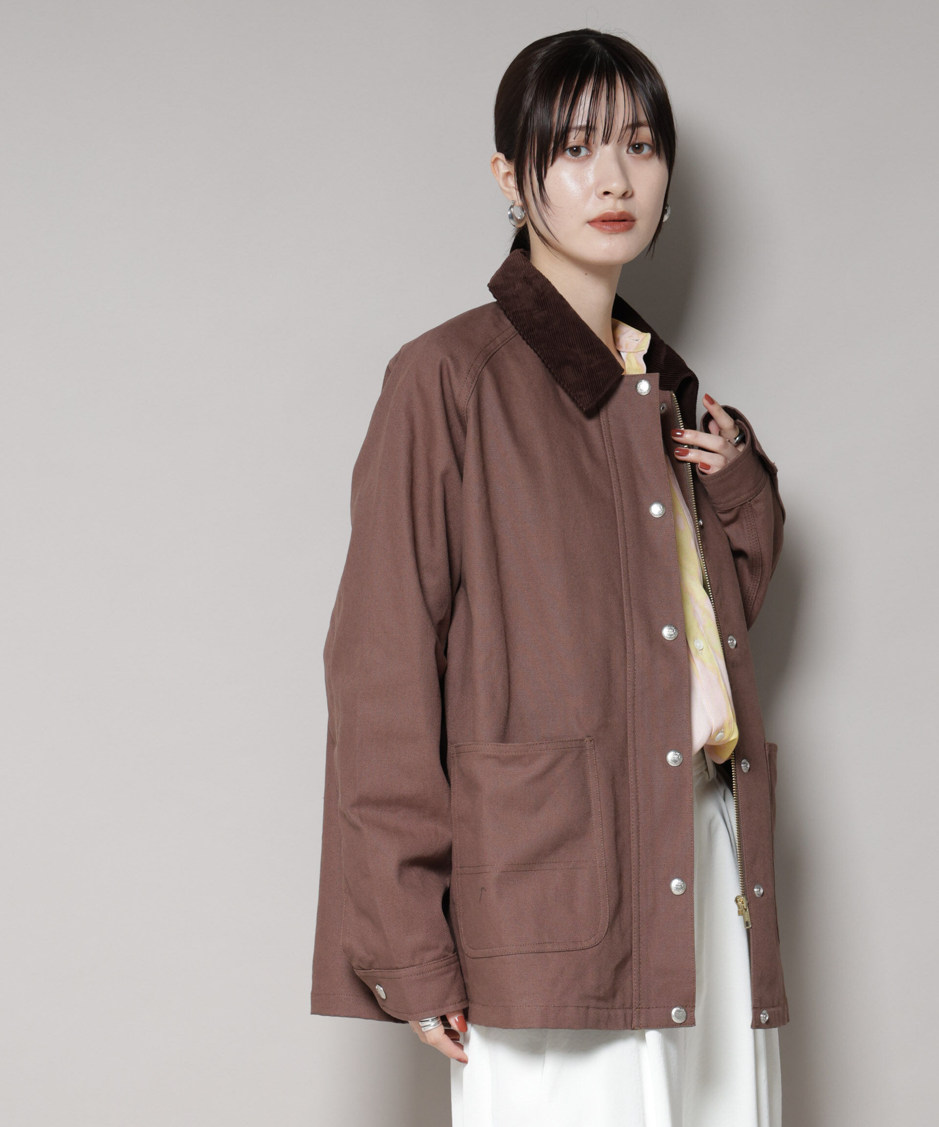 nano･universe「UNIVERSAL OVERALL/LINING OX COVERALL」|ブルゾン・スタジャン|ブラウン