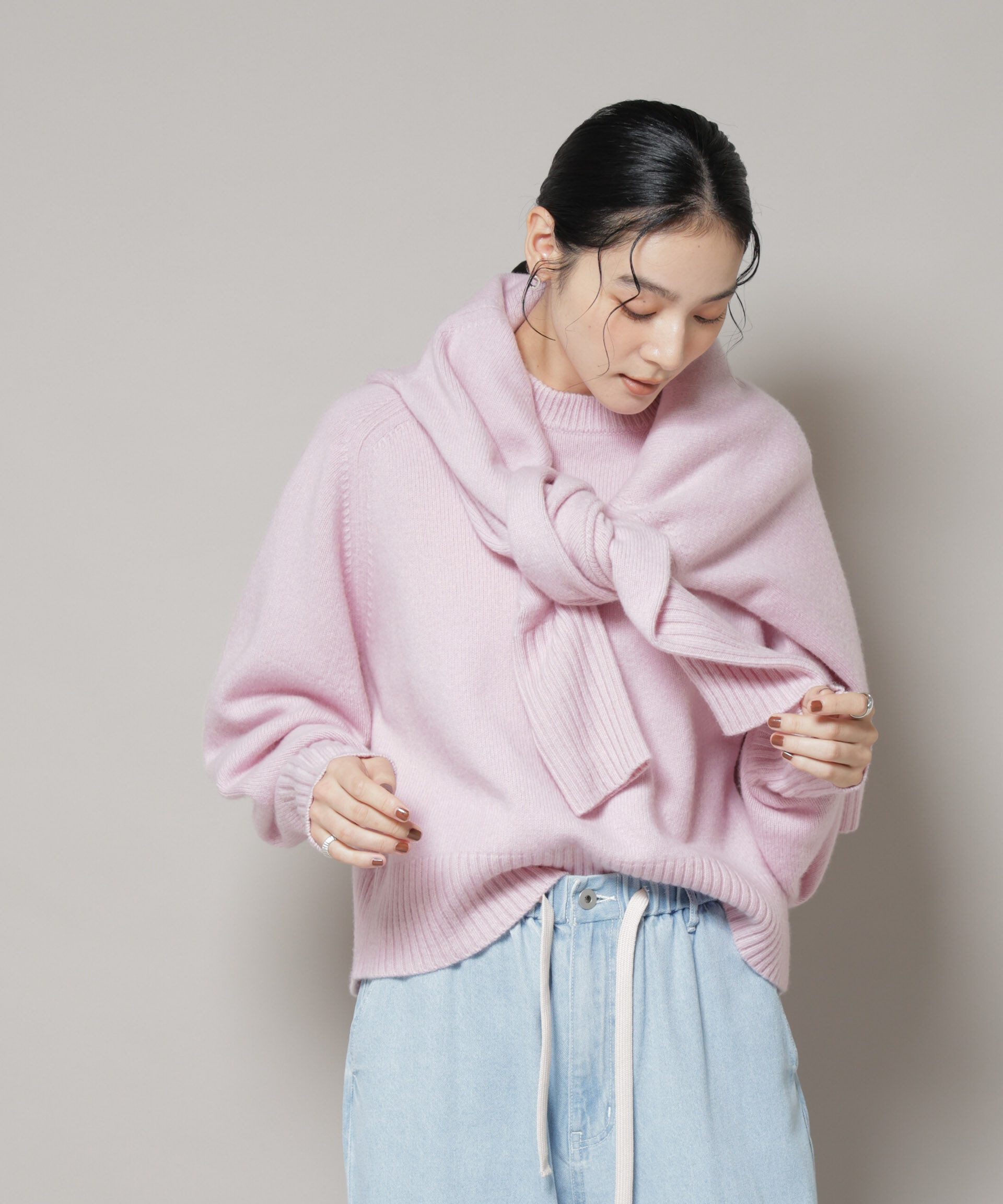 nano･universe「AQUAウールカシミヤクルーネックニットプルオーバー」|ニット・セーター|