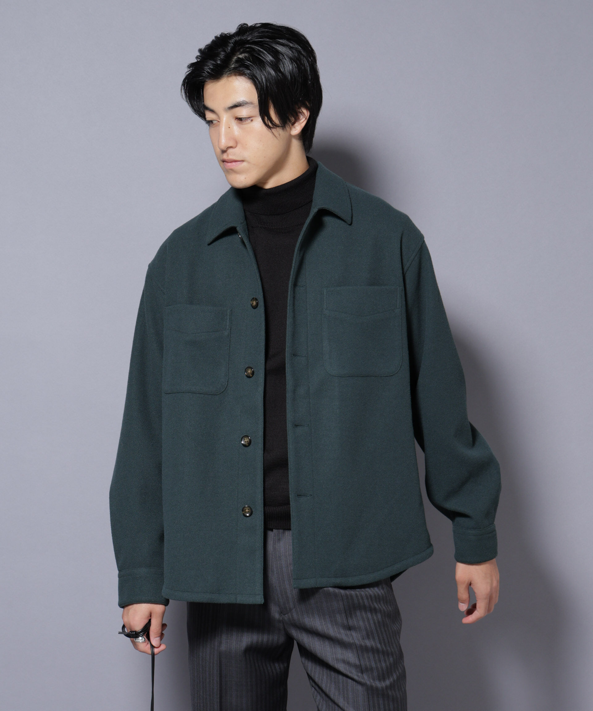 nano･universe「テックメルトンシャツブルゾン」|ブルゾン・スタジャン|グリーン