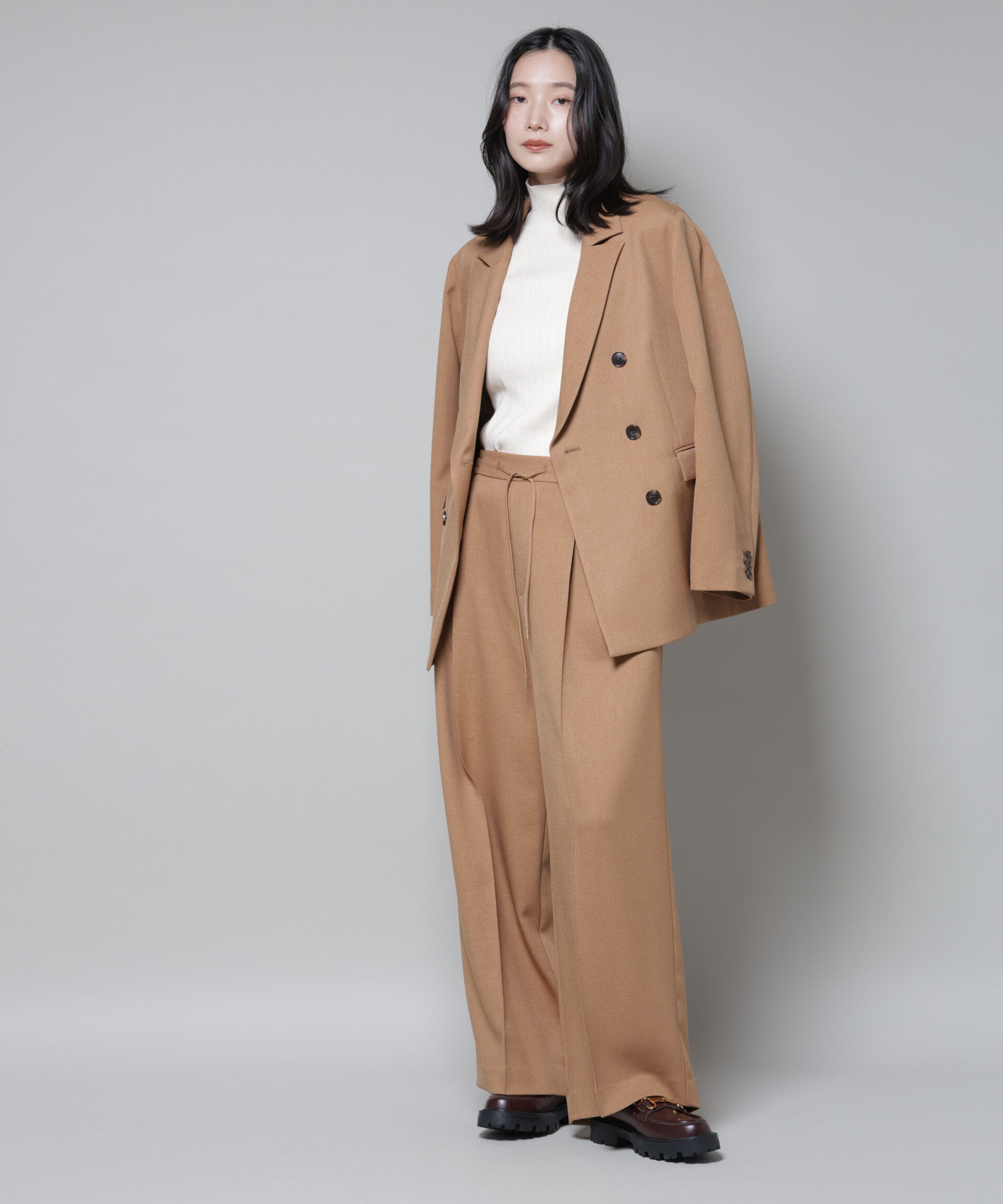 nano･universe「ストレッチサージダブルジャケット(セットアップ可)」|テーラードジャケット|