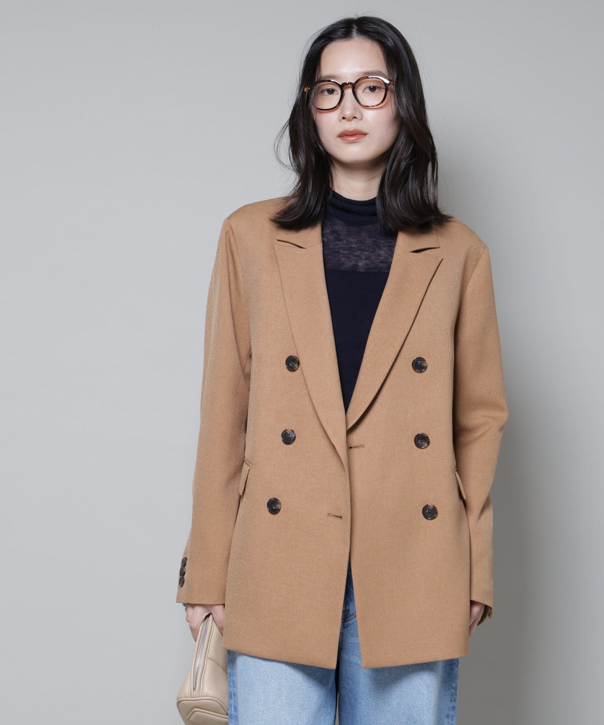 nano･universe「ストレッチサージダブルジャケット(セットアップ可)」|テーラードジャケット|