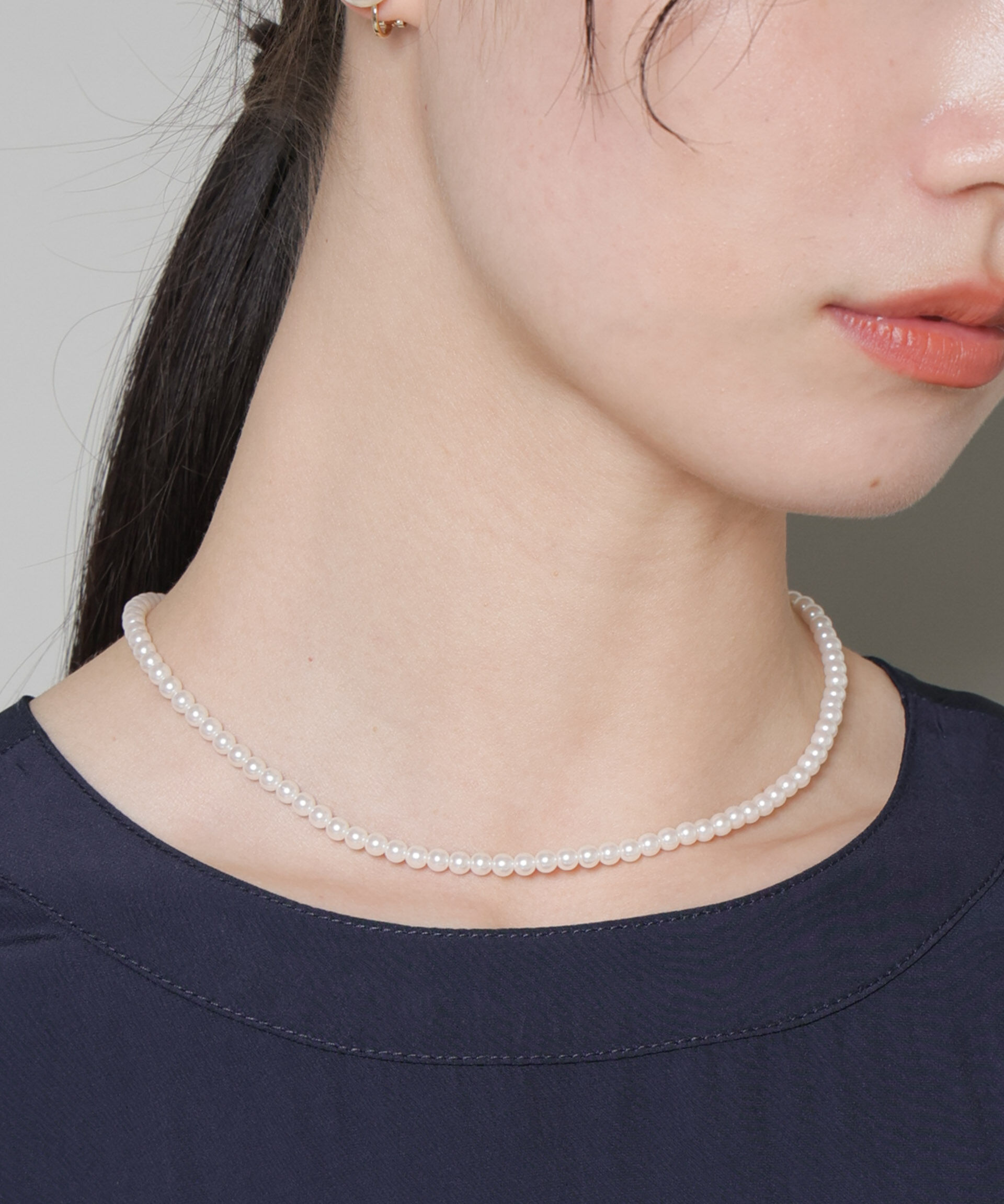 nano･universe「イミテーションパール4mmネックレス」|ネックレス|ゴールド