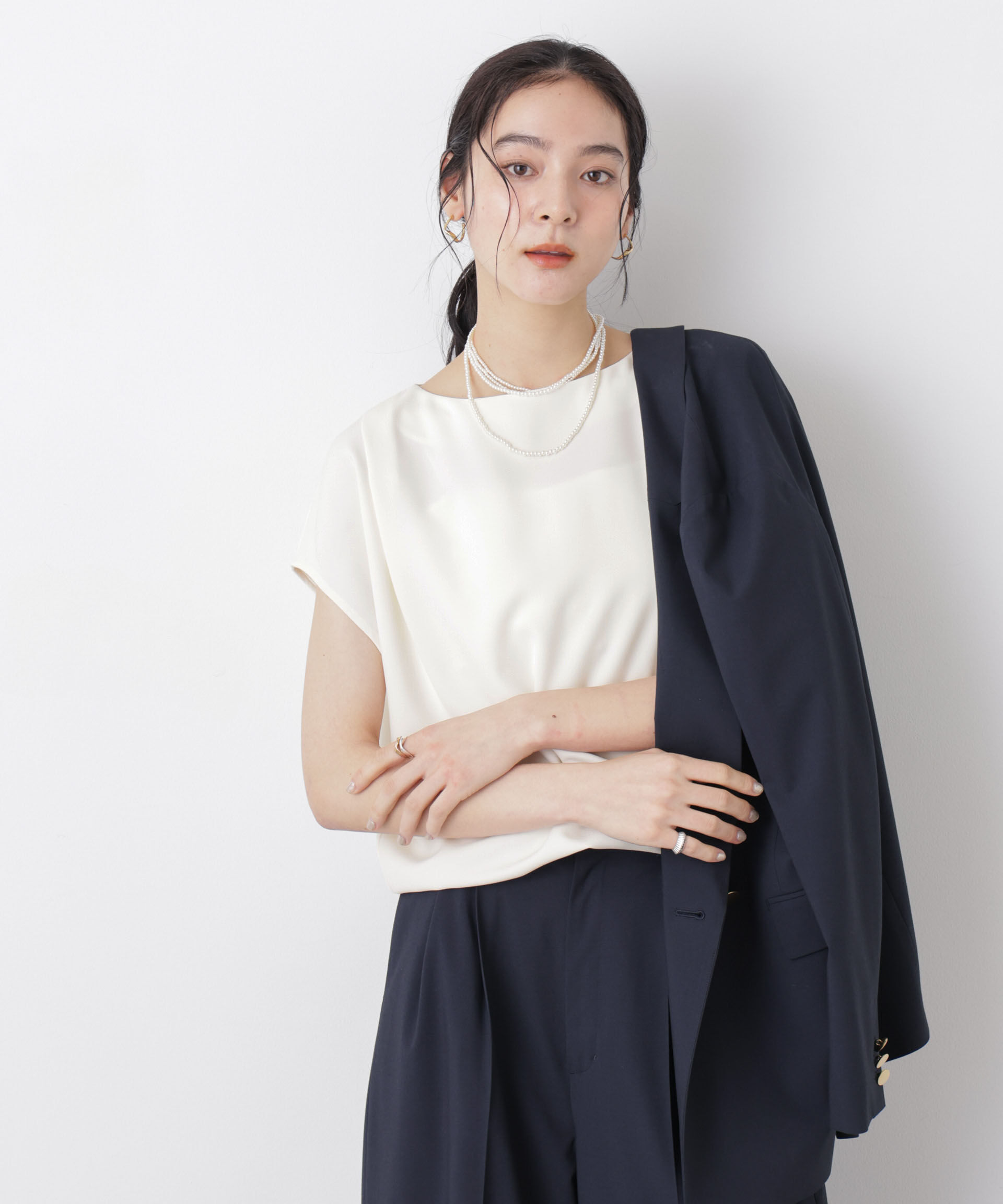 nano･universe「DressT/ボートネックタックコクーンブラウス」|シャツ・ブラウス|