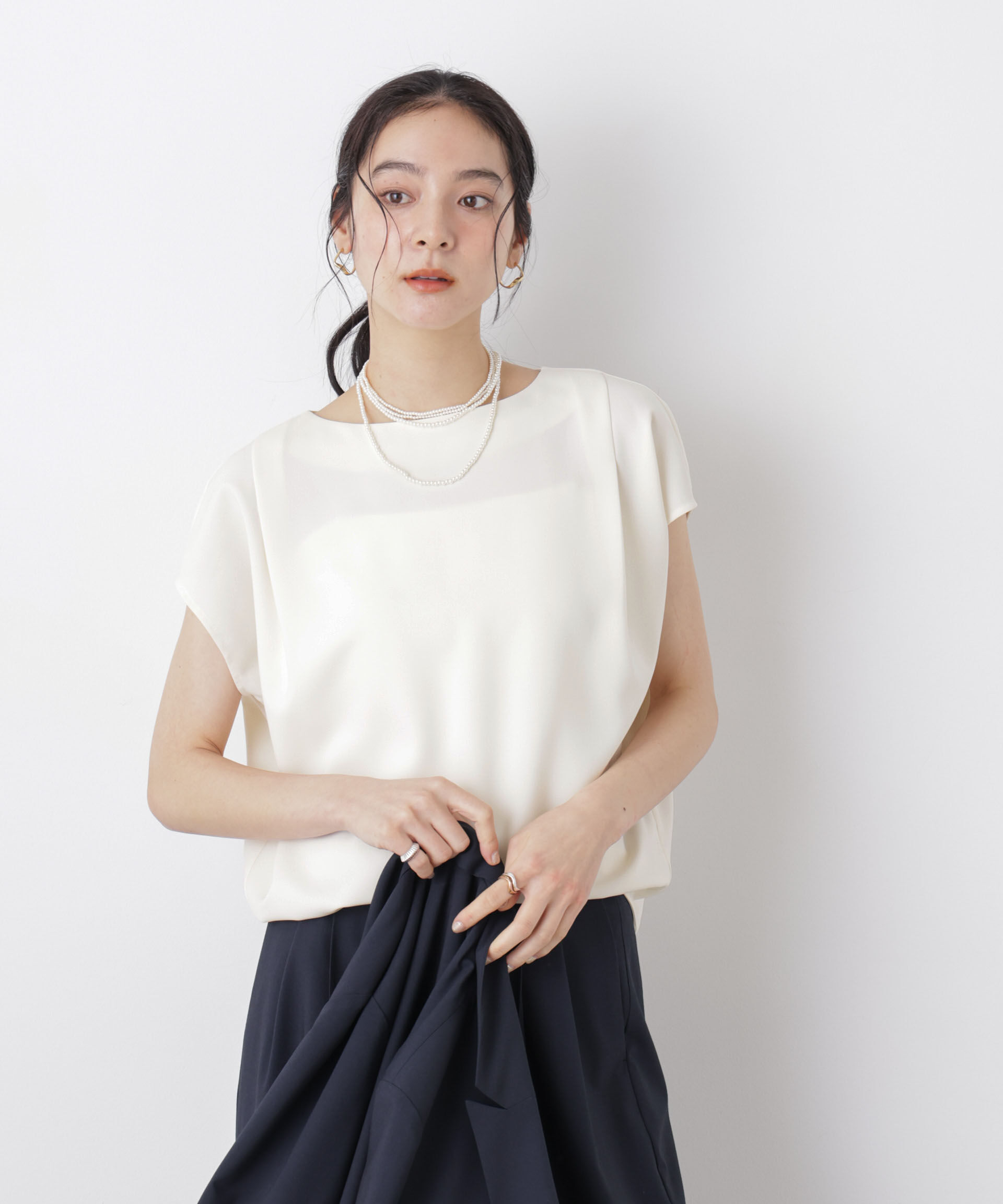 nano･universe「DressT/ボートネックタックコクーンブラウス」|シャツ・ブラウス|