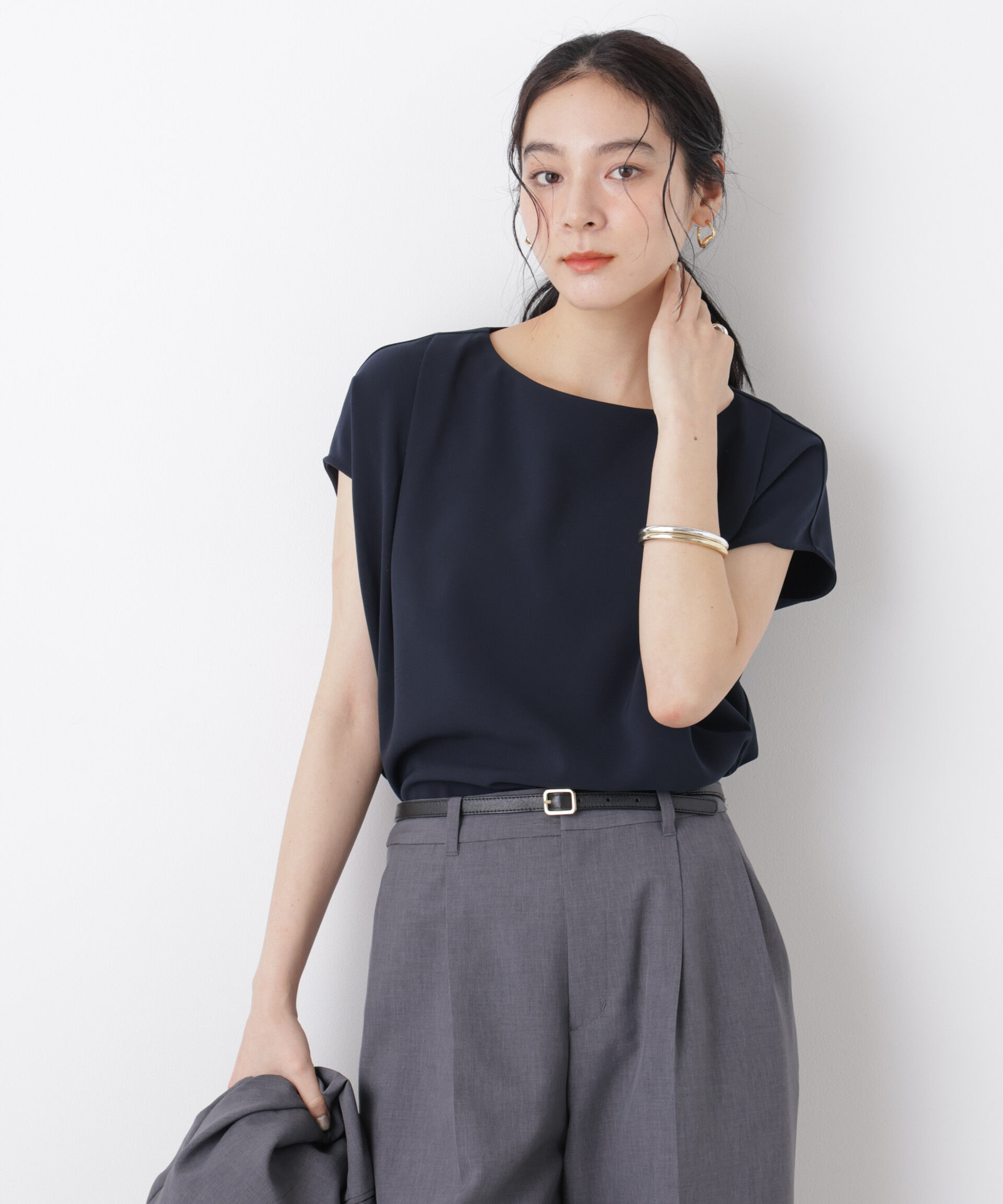 nano･universe「DressT/ボートネックタックコクーンブラウス」|シャツ・ブラウス|