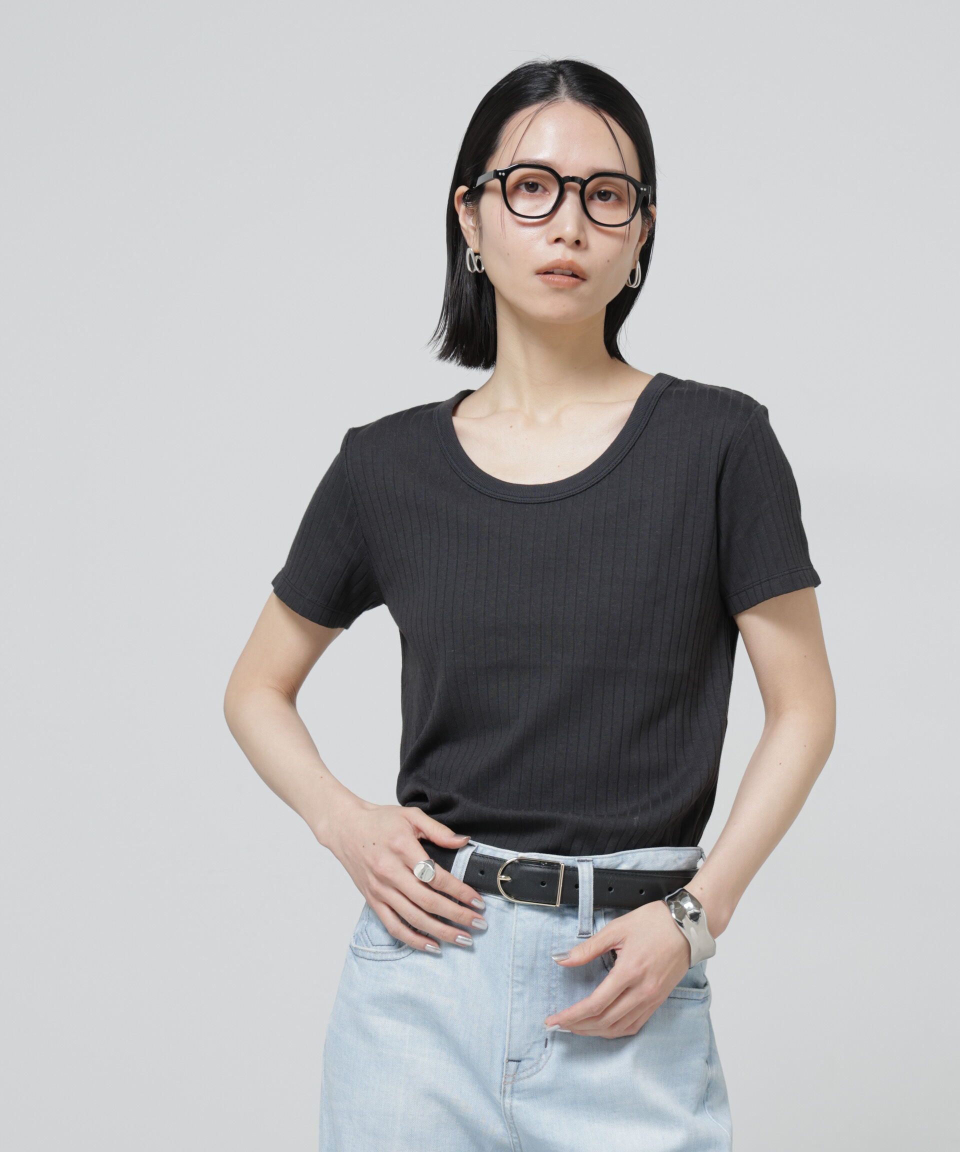 nano･universe「Anti Soaked(R) 汗染み防止コンパクトリブTシャツ」|Tシャツ・カットソー|