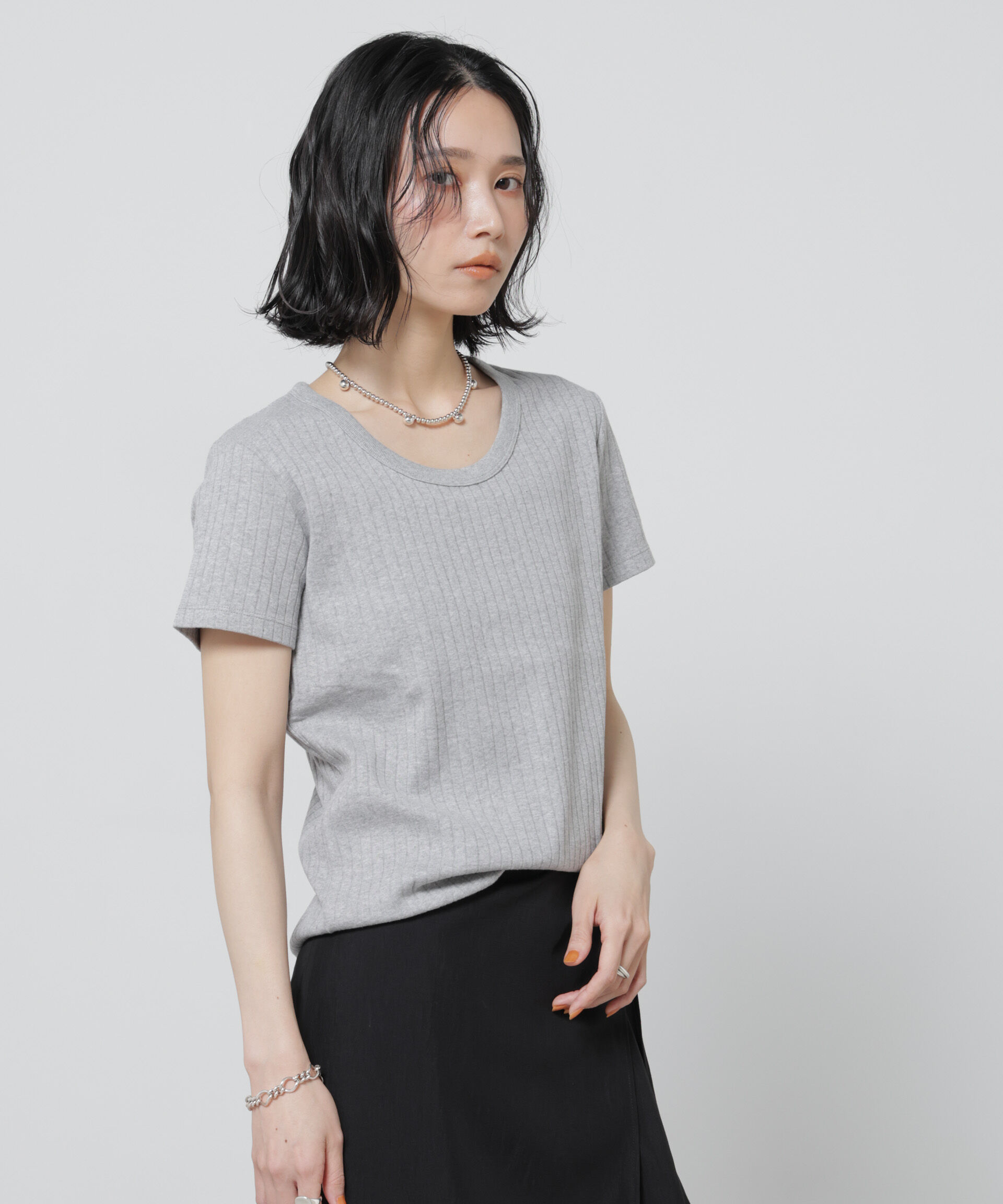 nano･universe「Anti Soaked(R) 汗染み防止コンパクトリブTシャツ」|Tシャツ・カットソー|トップグレー4