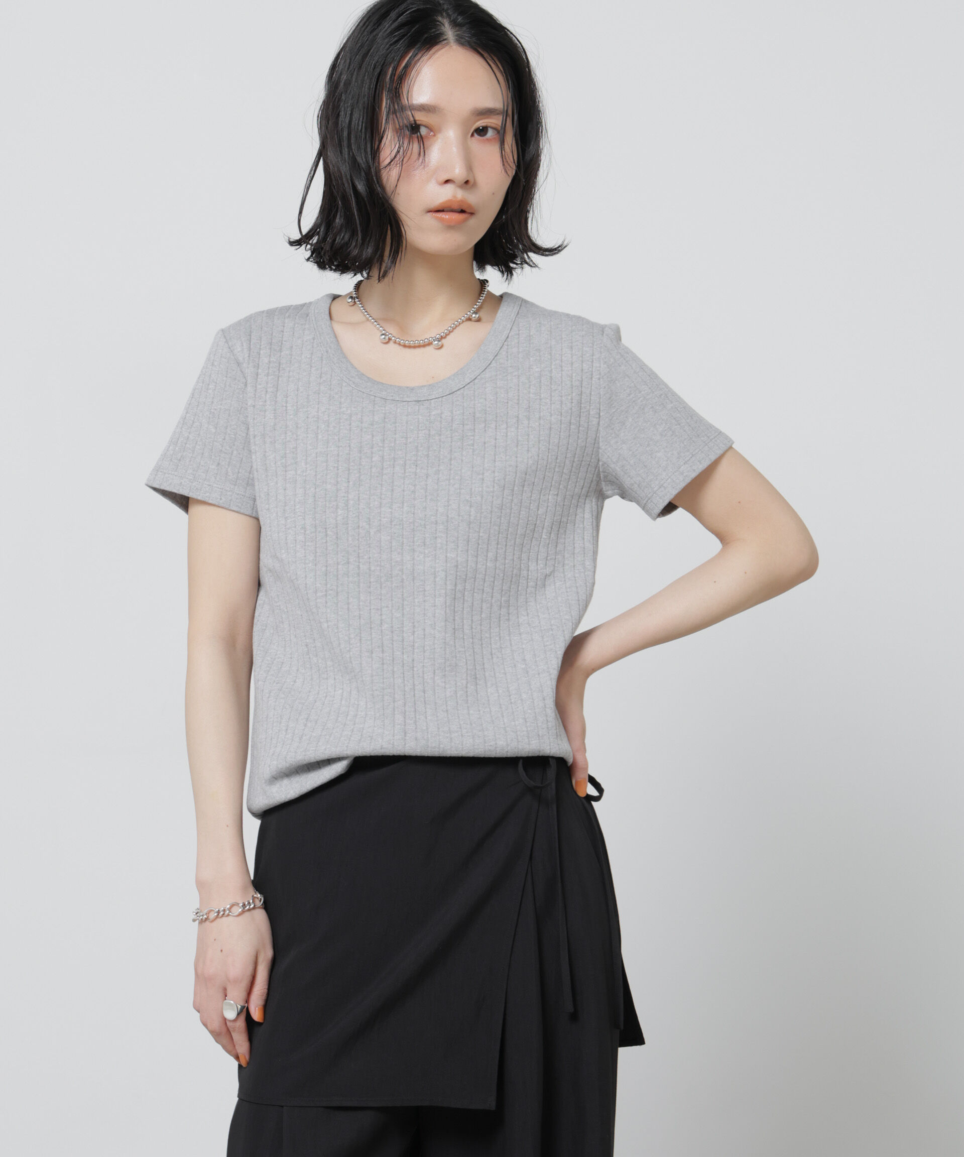 nano･universe「Anti Soaked(R) 汗染み防止コンパクトリブTシャツ」|Tシャツ・カットソー|