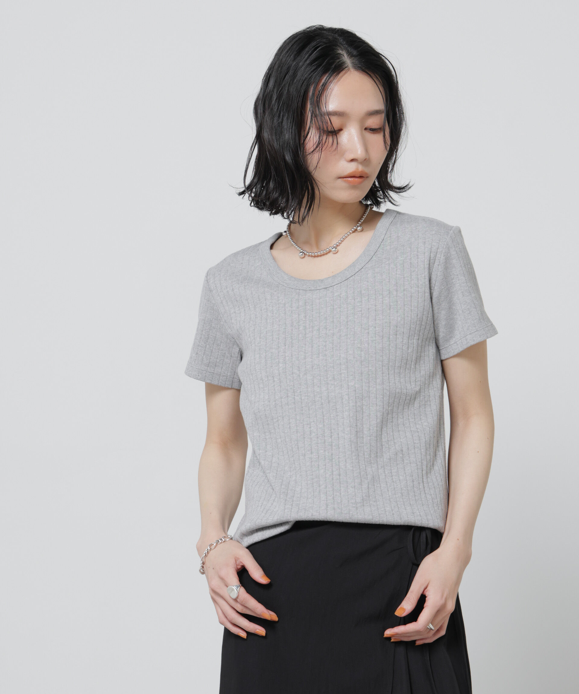 nano･universe「Anti Soaked(R) 汗染み防止コンパクトリブTシャツ」|Tシャツ・カットソー|