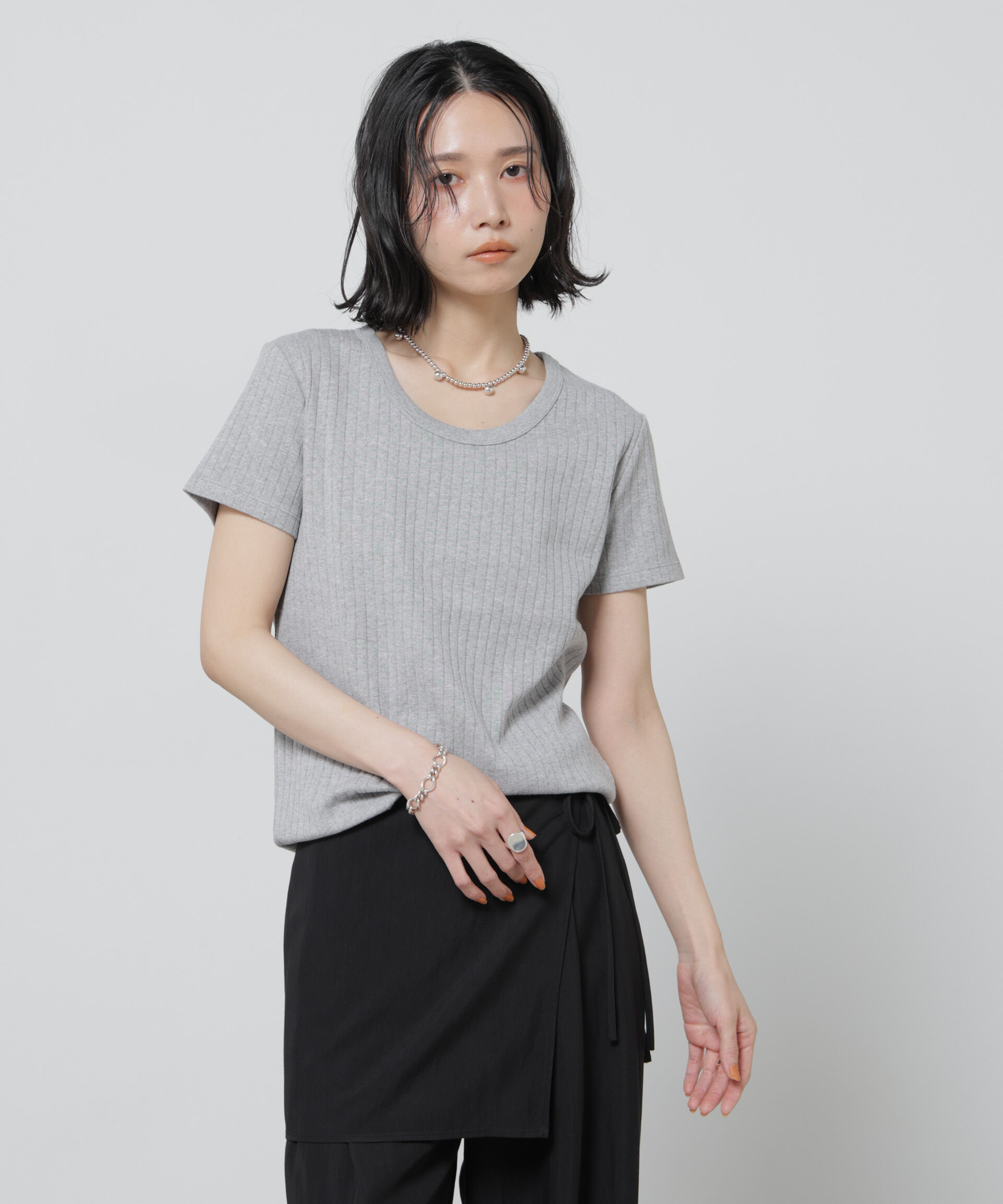 nano･universe「Anti Soaked(R) 汗染み防止コンパクトリブTシャツ」|Tシャツ・カットソー|