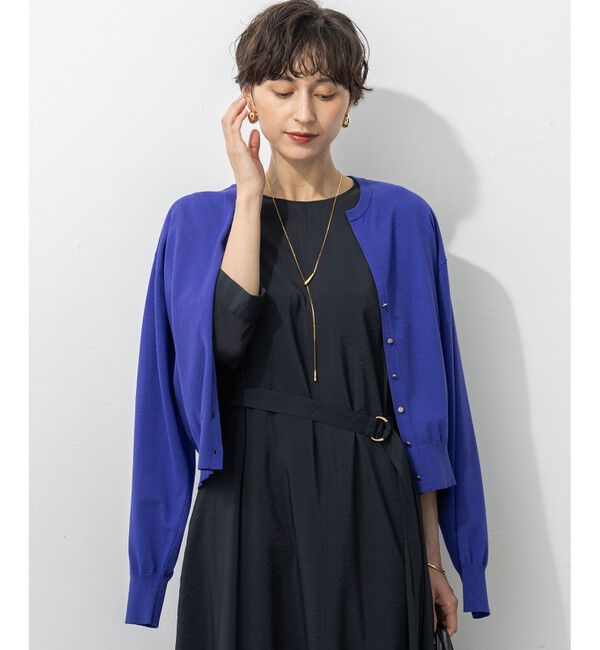 23区「【洗える/吊り干しOK】ヴィスコースストレッチ Vネック ニットカーディガン」|カーディガン|ブルー系