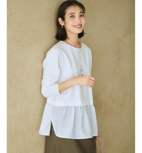 23区「ナチュラルコットンベア シアードッキング カットソー」|Tシャツ・カットソー|ホワイト系