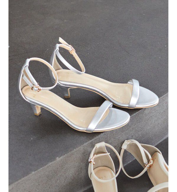 any SiS「【WEB・一部店舗限定】ラインベルトヒール サンダル」|サンダル|シルバー