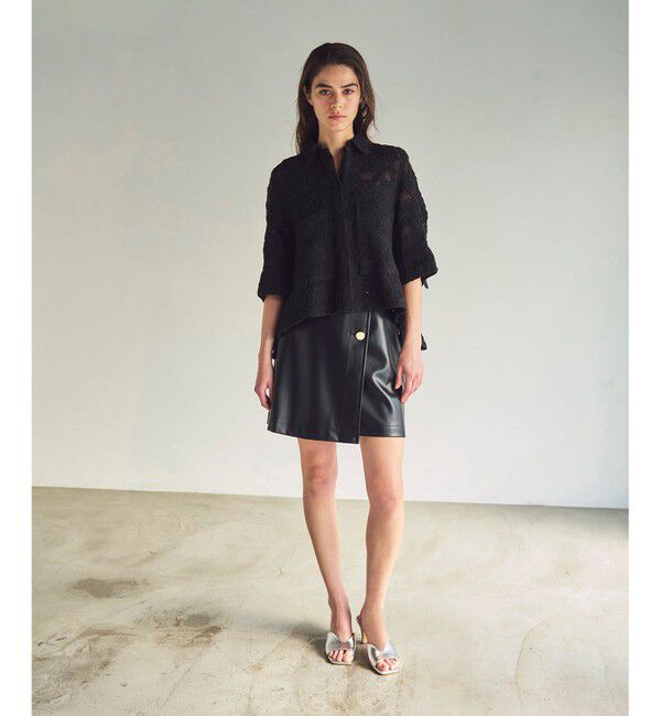 GRACE CONTINENTAL「フェイクレザーミニスカート」|スカート|ブラック