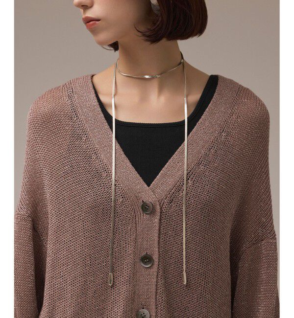 GRACE CONTINENTAL「ラメルーズニットカーディガン」|カーディガン|ベージュ