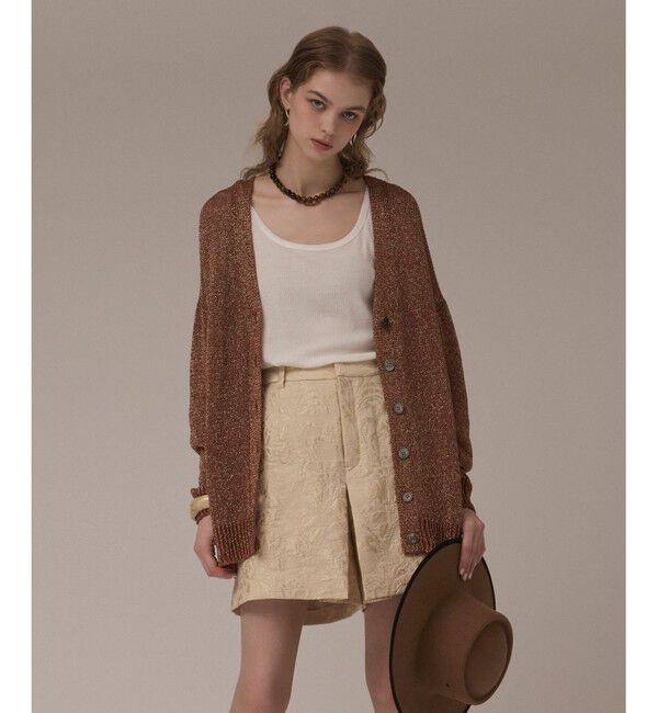 GRACE CONTINENTAL「ラメルーズニットカーディガン」|カーディガン|ブラウン