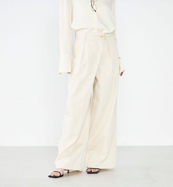 Rie Miller「【RM denim】リネン混ラップワイドパンツ」|その他|