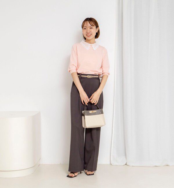 NOLLEY'S「【WEB＆一部店舗限定カラー】《手洗い可能》襟レース取り外し6分袖プルオーバー」|ニット・セーター|