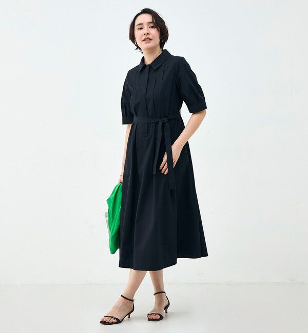 NOLLEY'S「ウォッシャブルAラインタックワンピース」|ワンピース|ネイビー