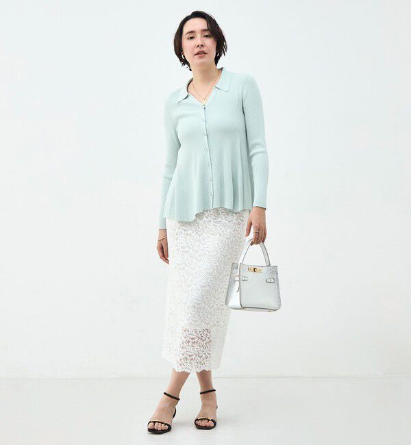 NOLLEY'S sophi「《手洗い可能》リブフレアスキッパーポロ襟カーディガン」|カーディガン|