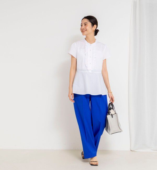 NOLLEY'S「ウォッシャブル前立プリーツペプラムブラウス」|シャツ・ブラウス|