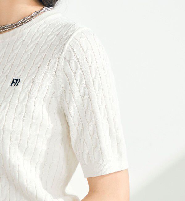 fredy emue「【毎年大人気！/完売必須】FR刺しゅうケーブル柄半袖カーディガン」|カーディガン|