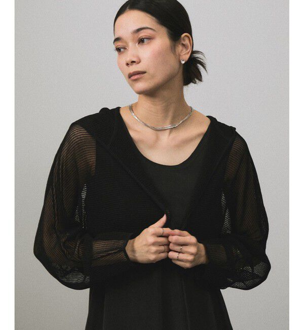 SALON adam et rope'「シアーメッシュフードボレロ」|カーディガン|クロメイン