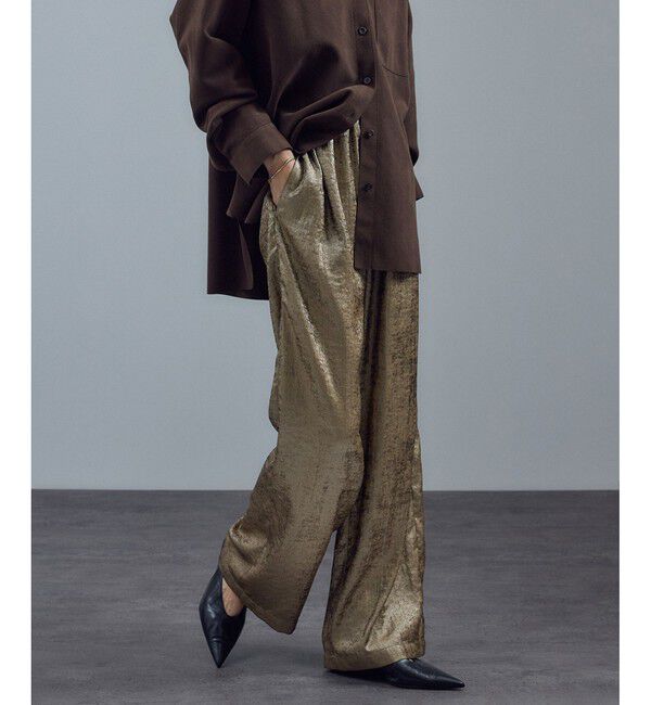 SALON adam et rope'「サテンワイドイージーパンツ」|チノ|