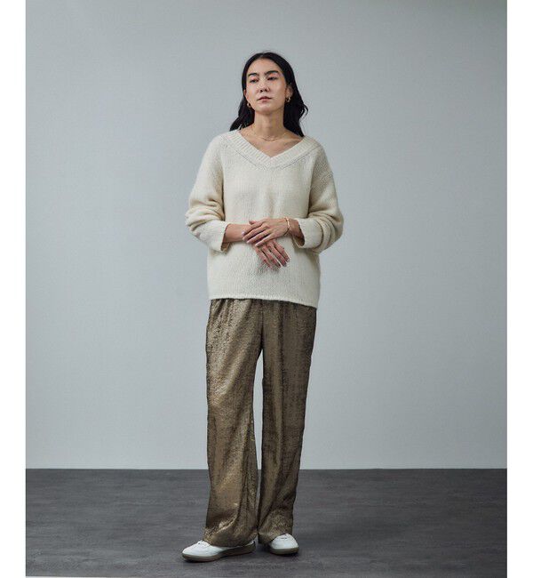 SALON adam et rope'「サテンワイドイージーパンツ」|チノ|