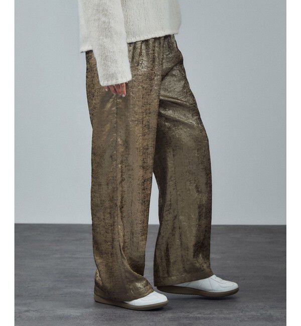 SALON adam et rope'「サテンワイドイージーパンツ」|チノ|