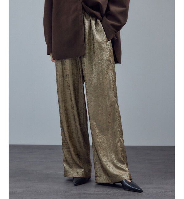 SALON adam et rope'「サテンワイドイージーパンツ」|チノ|