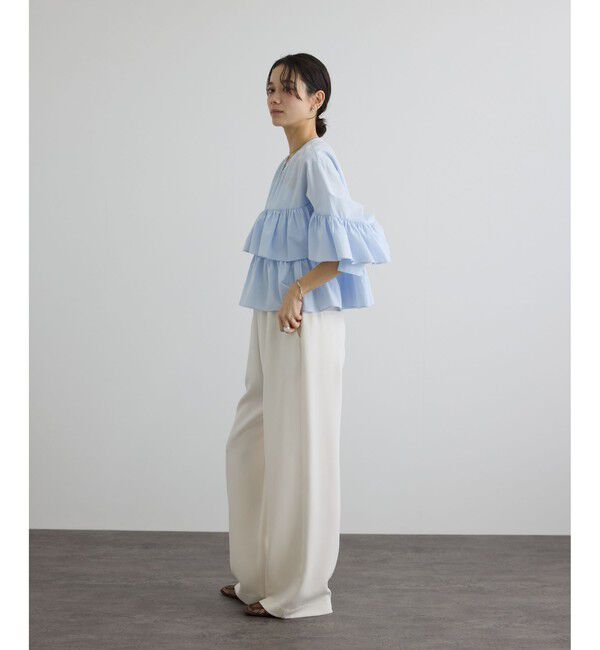 SALON adam et rope'「【WEB限定】フリルギャザーブラウス」|シャツ・ブラウス|