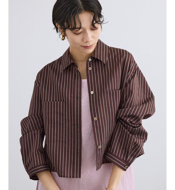SALON adam et rope'「ACAR クロップドストライプシャツ」|シャツ・ブラウス|ブラウン系(22)