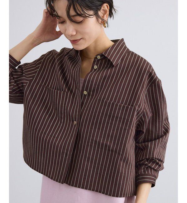 SALON adam et rope'「ACAR クロップドストライプシャツ」|シャツ・ブラウス|