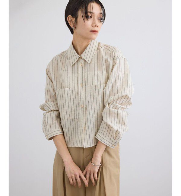 SALON adam et rope'「ACAR クロップドストライプシャツ」|シャツ・ブラウス|