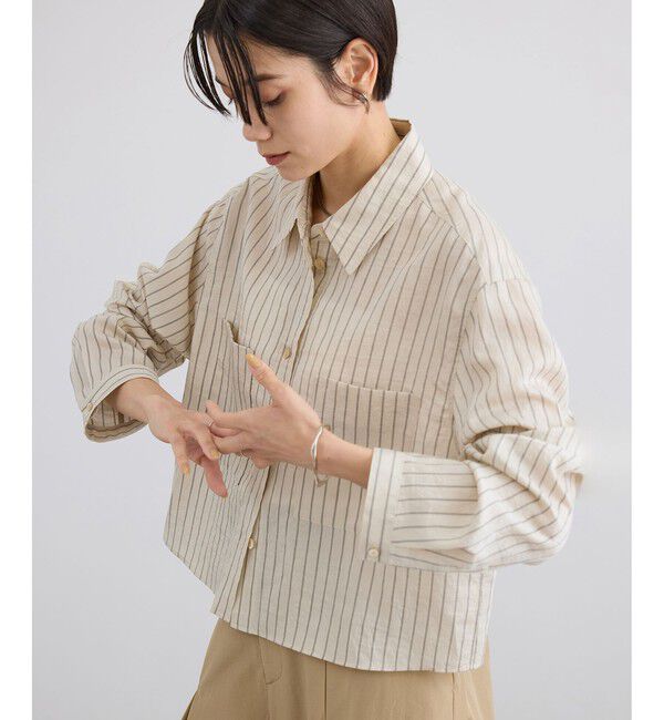 SALON adam et rope'「ACAR クロップドストライプシャツ」|シャツ・ブラウス|