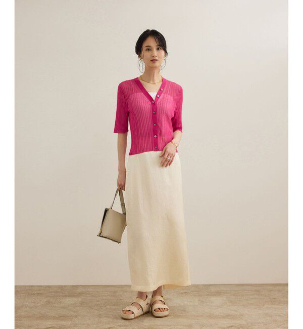 ROPE「シアーリブカーディガン/洗える」|カーディガン|