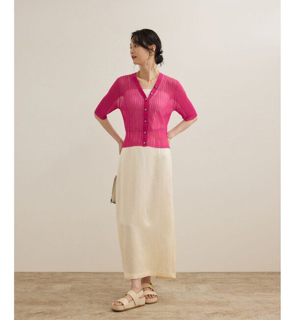 ROPE「シアーリブカーディガン/洗える」|カーディガン|