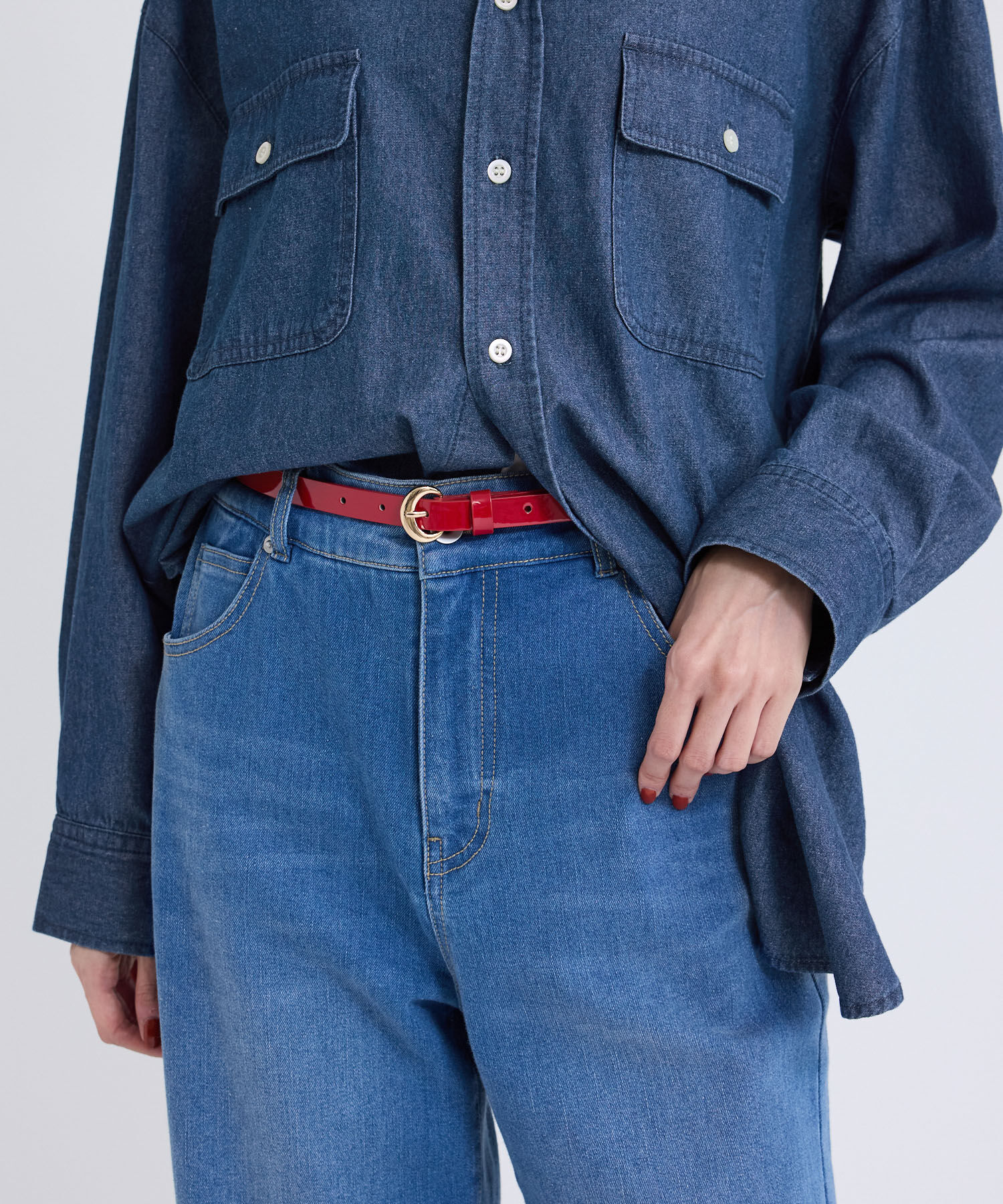 ROPE PICNIC PASSAGE「16mmカーブラウンドバックルベルト」|ベルト|レッド(60)