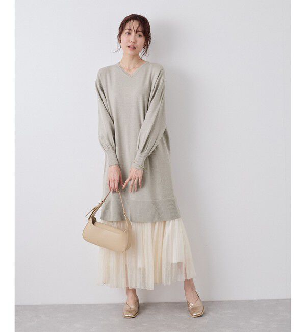 Rope&rsquo;Picnic「Vネックチュニックニットワンピース/保温」|ワンピース|