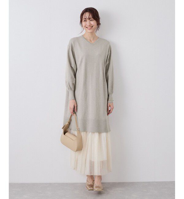 Rope&rsquo;Picnic「Vネックチュニックニットワンピース/保温」|ワンピース|