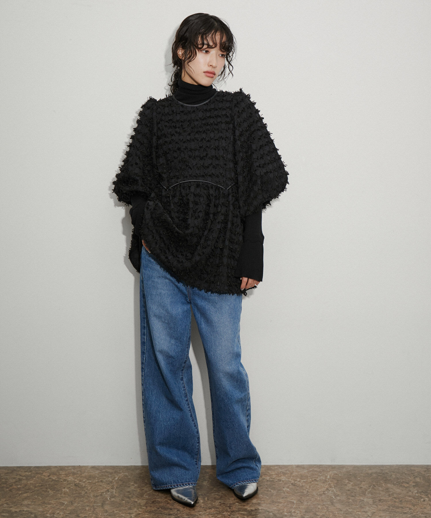 ADAM ET ROPE'「ジャガードペプラムブラウス」|シャツ・ブラウス|