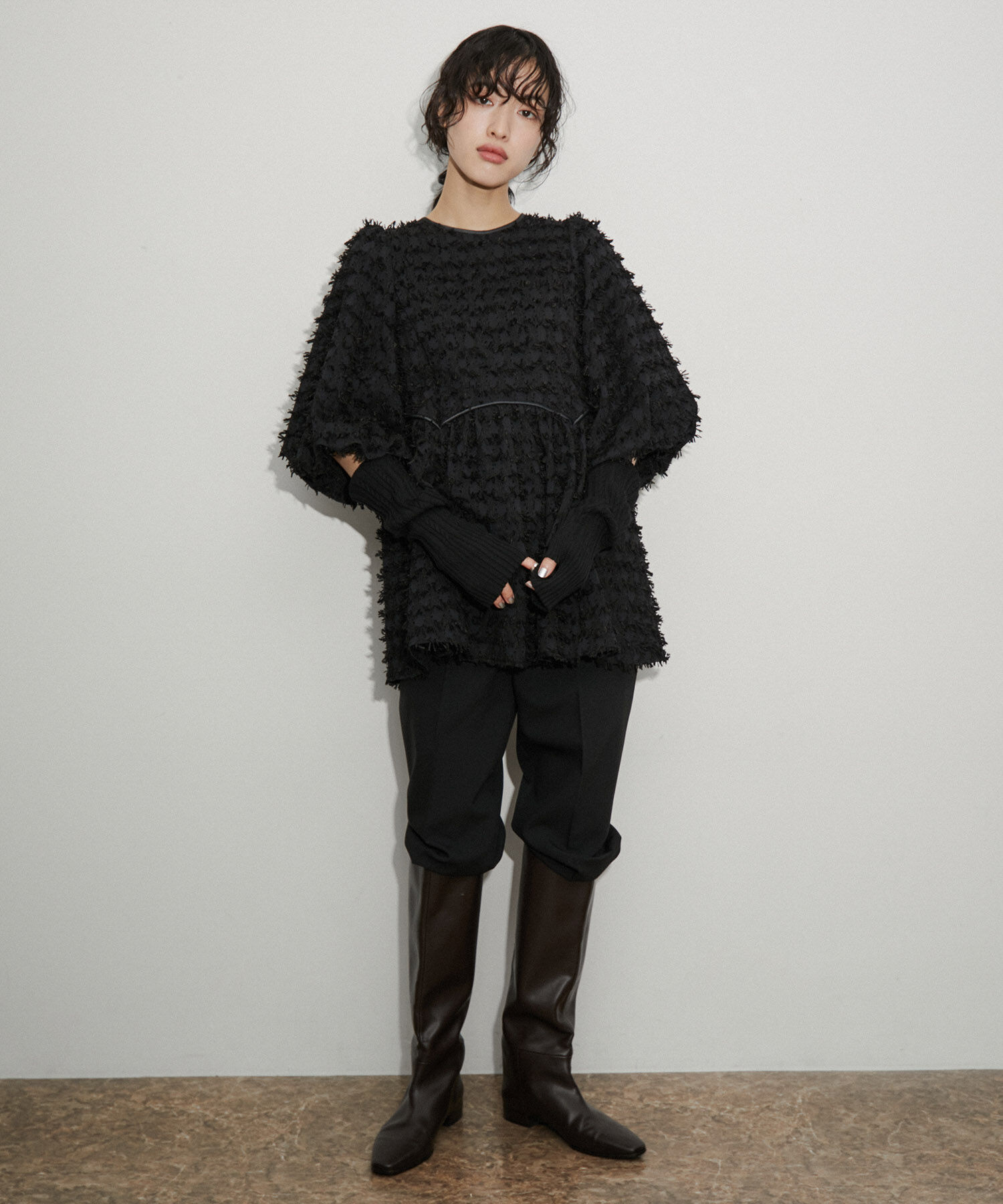 ADAM ET ROPE'「ジャガードペプラムブラウス」|シャツ・ブラウス|