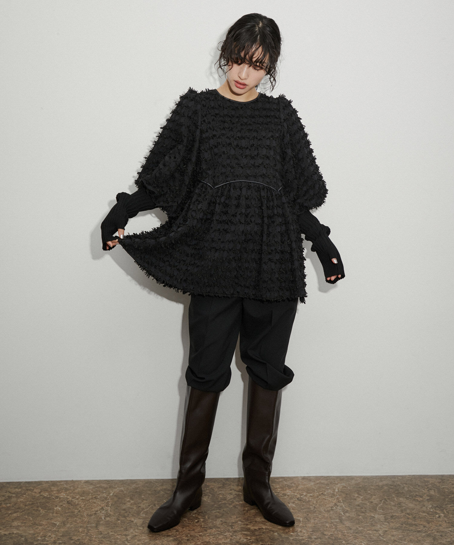 ADAM ET ROPE'「ジャガードペプラムブラウス」|シャツ・ブラウス|