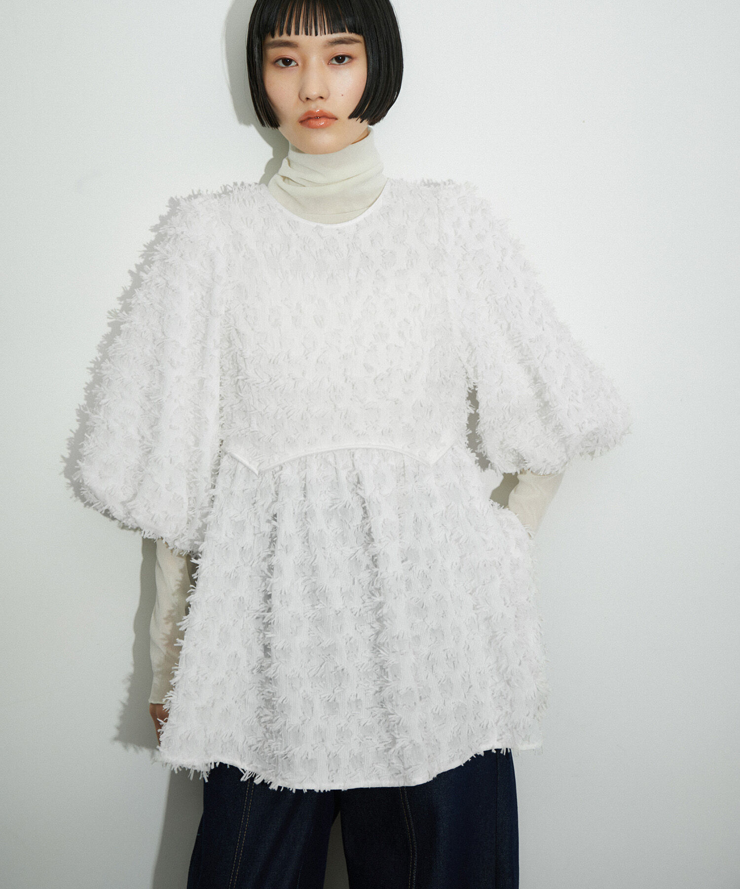 ADAM ET ROPE'「ジャガードペプラムブラウス」|シャツ・ブラウス|ホワイト系(12)