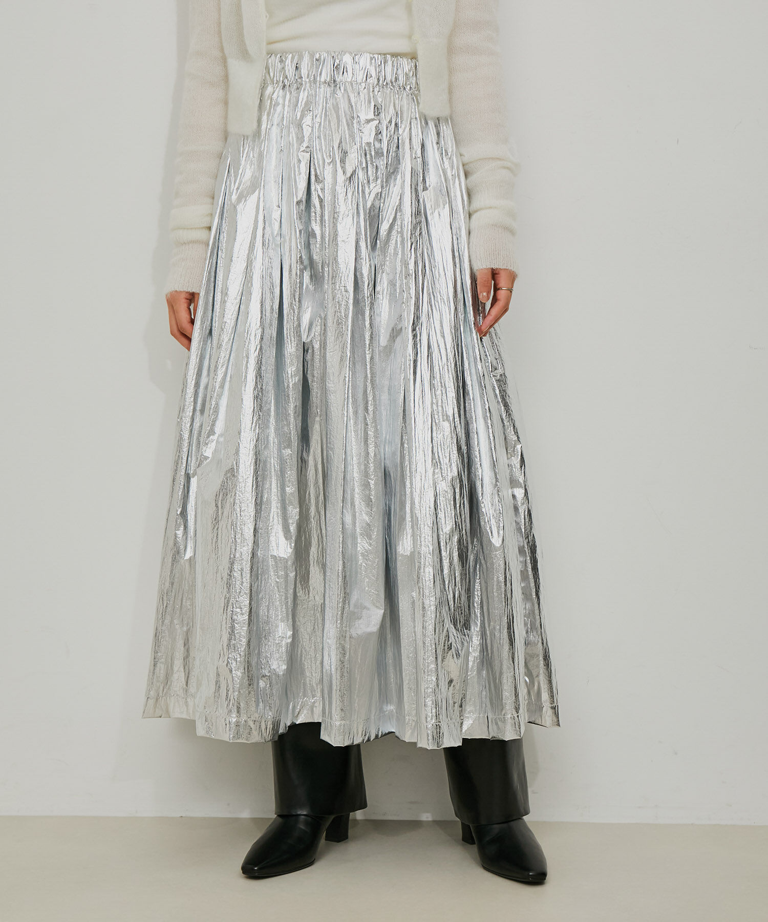 ADAM ET ROPE'「メタリックイージースカート」|スカート|シルバー系(94)
